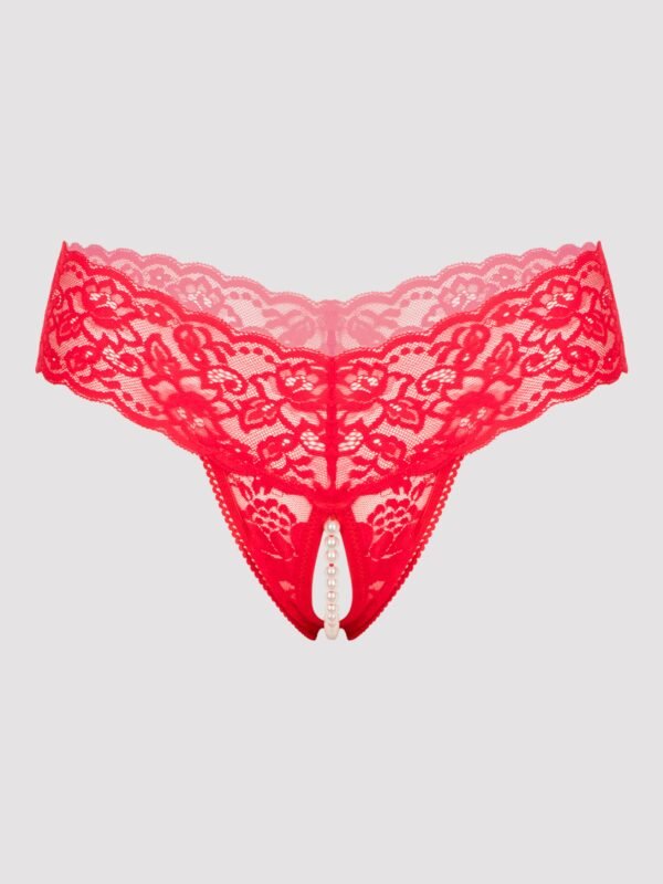 Lovehoney Red Crotchless Pearl Thong