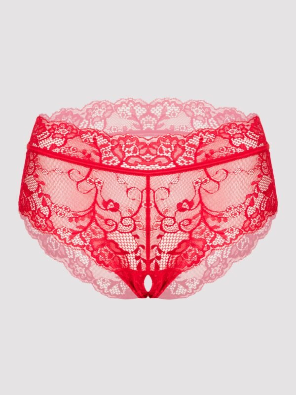 Lovehoney Red Lace Crotchless Criss-Cross Back Panties