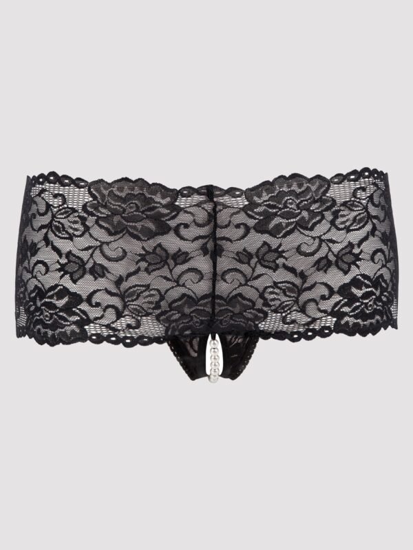Lovehoney Black Crotchless Pearl Shorts