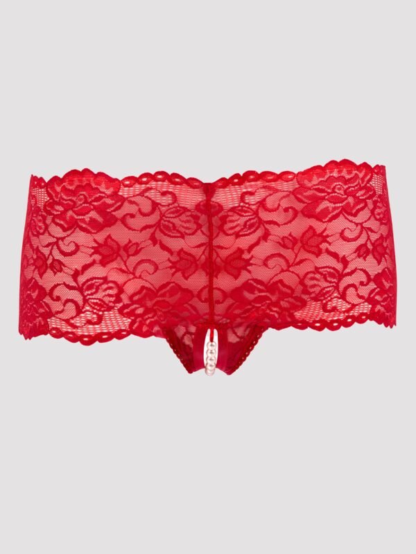 Lovehoney Red Crotchless Pearl Shorts