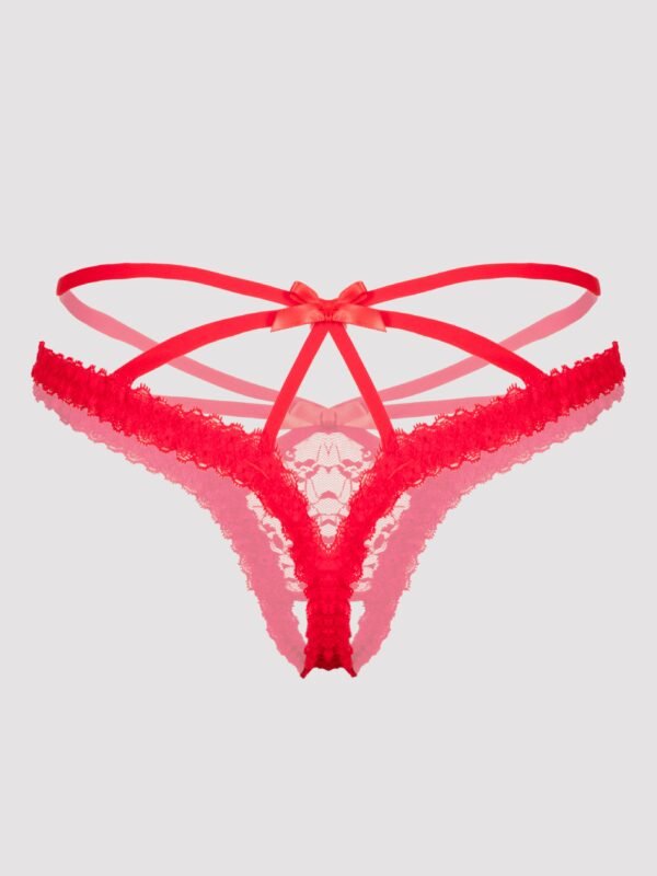 Lovehoney Red Crotchless Strappy Lace Thong
