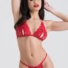 Lovehoney Red Lace Peek-a-Boo Bra and Crotchless G-String Set