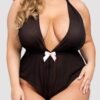 Lovehoney Plus Size Barely There Sheer Black Crotchless Teddy