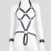 DOMINIX Deluxe Leather Open Cup Body Harness with Cuffs
