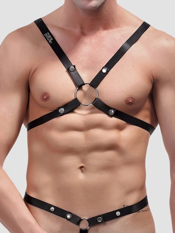 a34095g61135_2 Male Power Shoulder Harness with C-Ring Waist Band Black