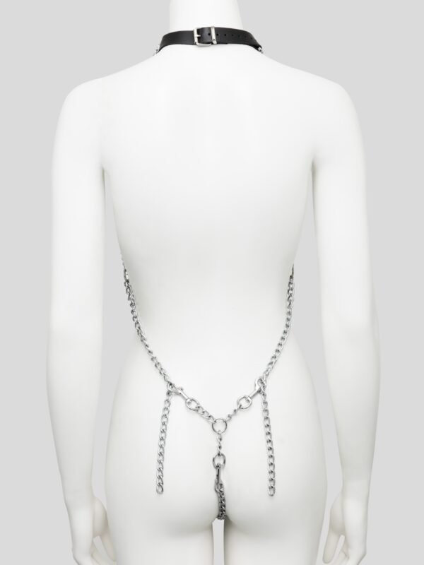 DOMINIX Deluxe Open-Body Chain Harness with Leather Collar