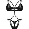 Obsessive Black Dame Faux Leather Buckle Crotchless Body