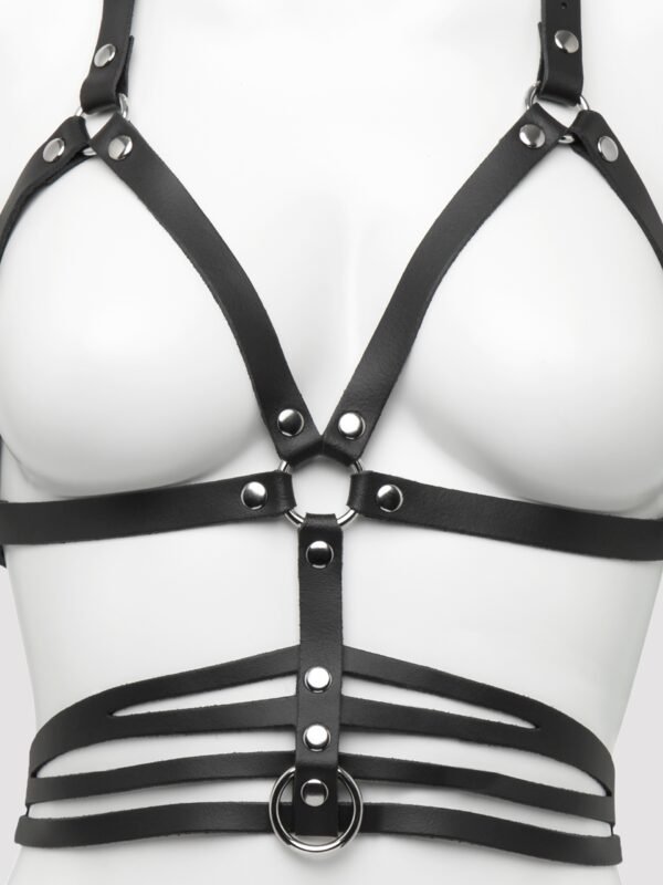 DOMINIX Deluxe Leather Open Cup Harness Bra
