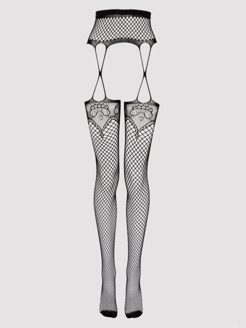 Lovehoney Plus Size Patterned Fishnet Garter Pantyhose