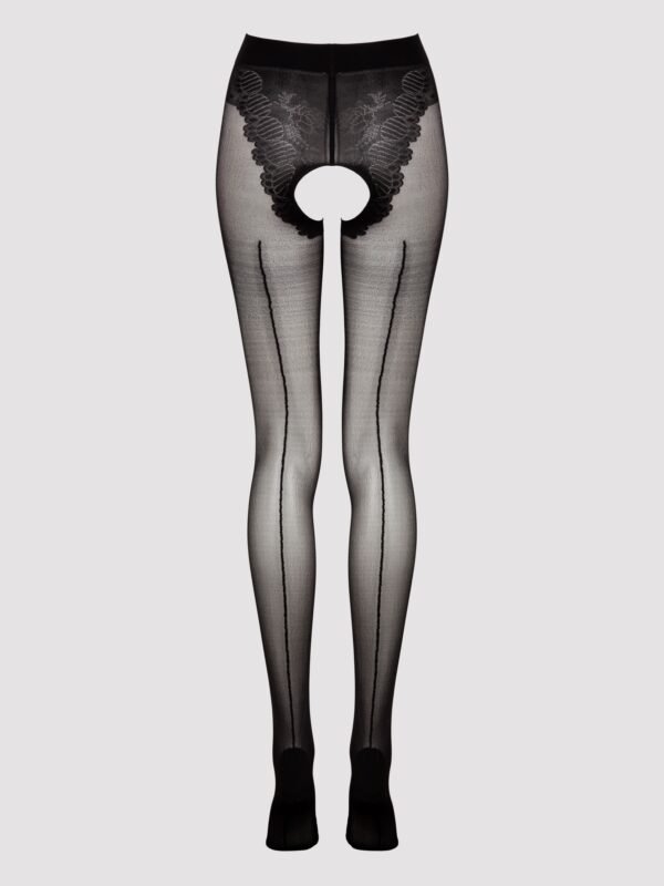 Lovehoney Black Back Seam Crotchless Pantyhose