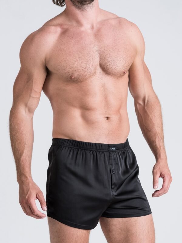 LHM Black Satin Boxer Shorts