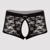 a47681g85293_1 LHM Black Lace Open Front and Back Boxer Shorts