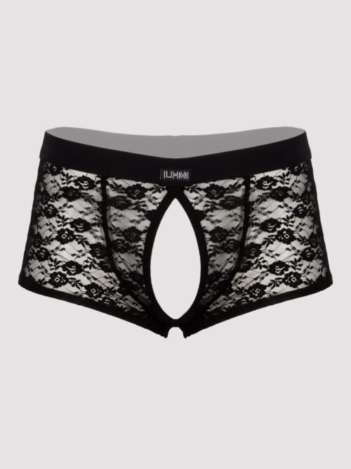 LHM Black Lace Open Front and Back Boxer Shorts