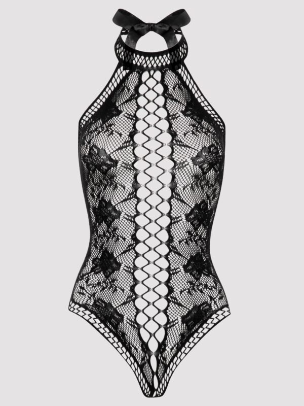 Lovehoney Black Lace and Fishnet Thong Teddy