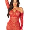 Leg Avenue Red Sheer Lace Off The Shoulder Mini Dress
