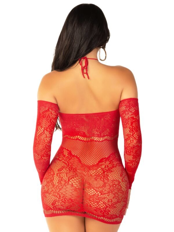 Leg Avenue Red Sheer Lace Off The Shoulder Mini Dress