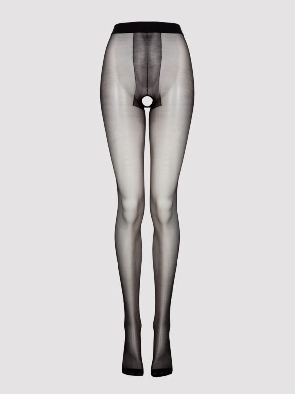Lovehoney Plus Size Black Sheer Crotchless Pantyhose
