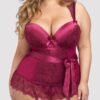 Lovehoney Plus Size Moonlight Wine Plunge Basque Set