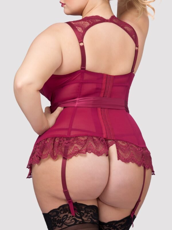 Lovehoney Plus Size Moonlight Wine Plunge Basque Set