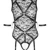 Cottelli Black Lace Crotchless Restraint Body