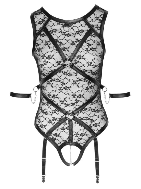Cottelli Black Lace Crotchless Restraint Body