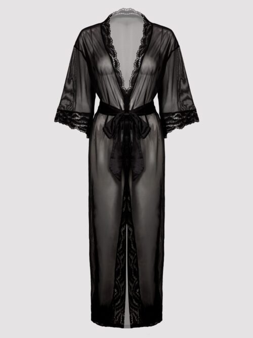 Lovehoney Plus Size Empress Black Mesh Long Robe