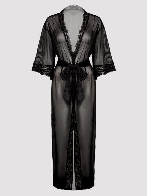 Lovehoney Plus Size Empress Black Mesh Long Robe
