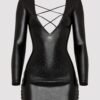 a48200g85951_6 Lovehoney Fierce Leather Look Lace-Up Black Long Sleeve Dress