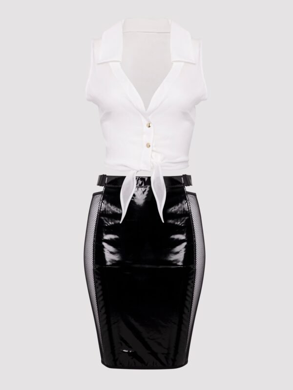 Lovehoney Fantasy Risky Business Top and Wetlook Skirt Set