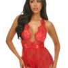 Oh La La Cheri Red Eyelash Lace Teddy