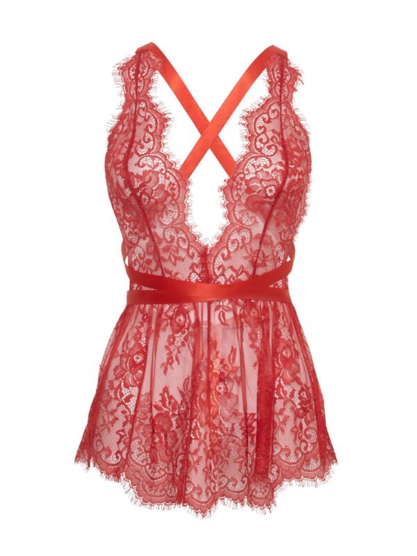 Oh La La Cheri Red Eyelash Lace Teddy