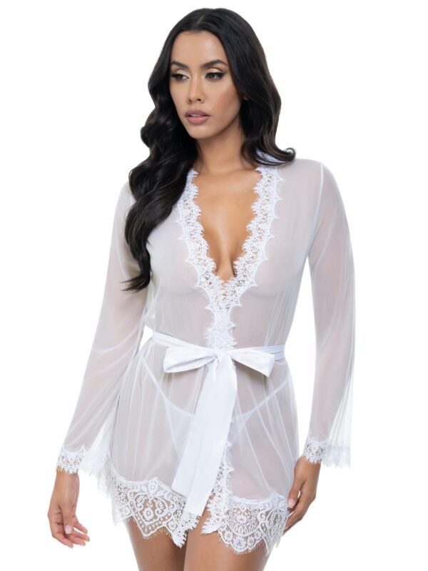 a49861g87923_1 Oh La La Cheri White Bridal Provence Short Sheer Robe and Thong Set