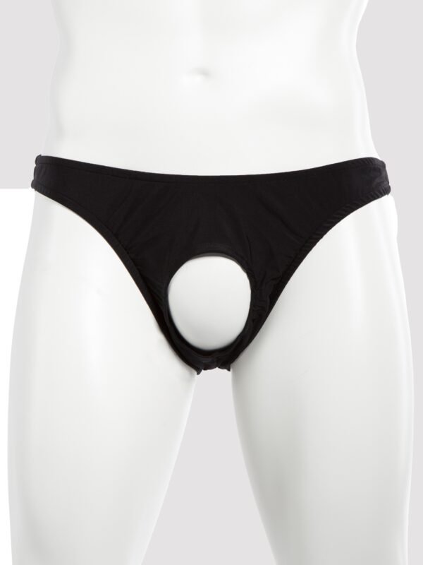 22353_1 Male Power Black Pouchless Open Front Briefs