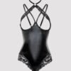 83441_6 Lovehoney Plus Size Fierce Romance Black Wet Look and Lace Open-Cup Teddy