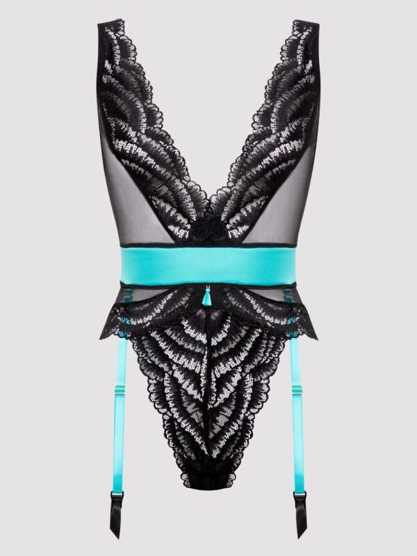 Lovehoney Plus Size Empress Blue Satin and Lace Teddy