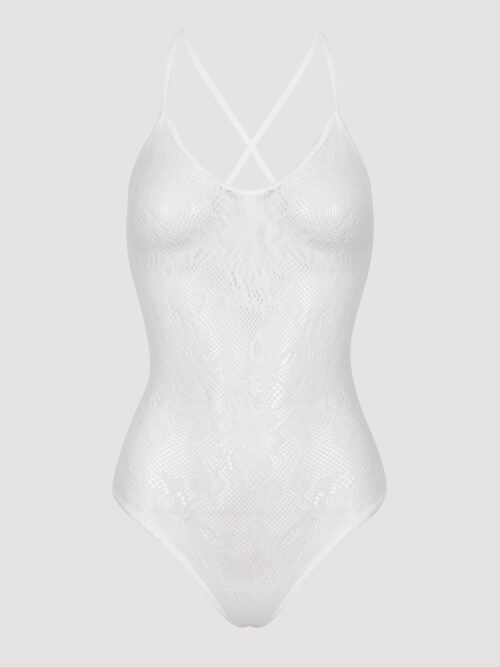 Lovehoney Plus Size White Crotchless Lace Spaghetti Strap Teddy