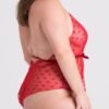 Lovehoney Plus Size Barely There Red Sheer Hearts Crotchless Teddy
