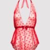 Lovehoney Plus Size Barely There Red Sheer Hearts Crotchless Teddy