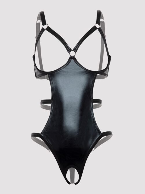 Lovehoney Plus Size Fierce Wet Look Open Cup Teddy