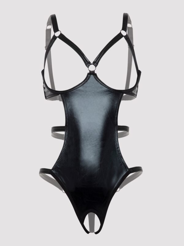 Lovehoney Plus Size Fierce Wet Look Open Cup Teddy