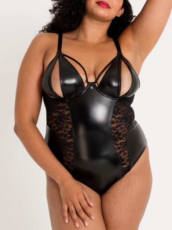 Lovehoney Plus Size Fierce Muse Wet Look Crotchless Teddy