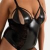 Lovehoney Plus Size Fierce Muse Wet Look Crotchless Teddy