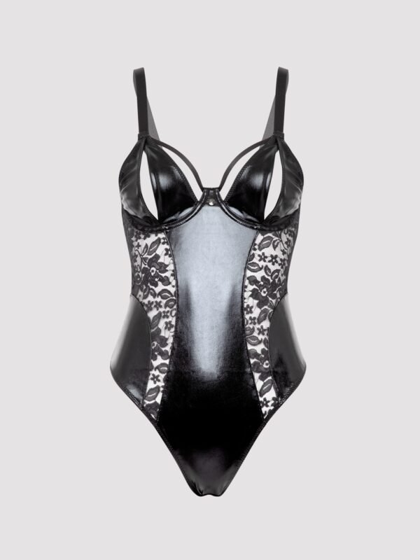 Lovehoney Plus Size Fierce Muse Wet Look Crotchless Teddy