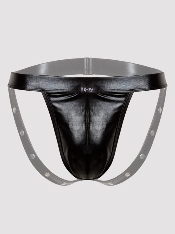 a48194g85937_1 LHM Tough Love Black Wet Look Studded Jockstrap