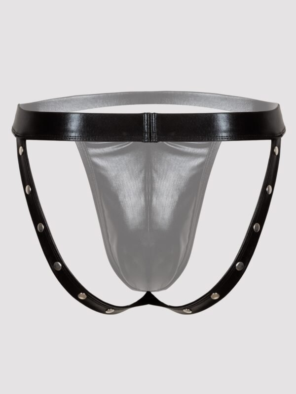 a48194g85937_2 LHM Tough Love Black Wet Look Studded Jockstrap