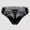 LHM Tough Love Black Wet Look Studded Thong
