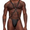 a49876g87949_1 Male Power Black Studded Wet-Look Harness Thong