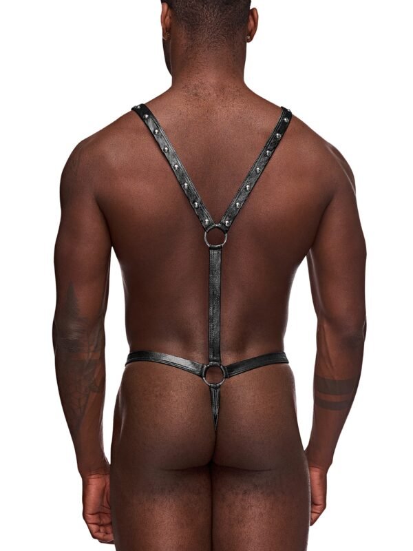 a49876g87949_3 Male Power Black Studded Wet-Look Harness Thong