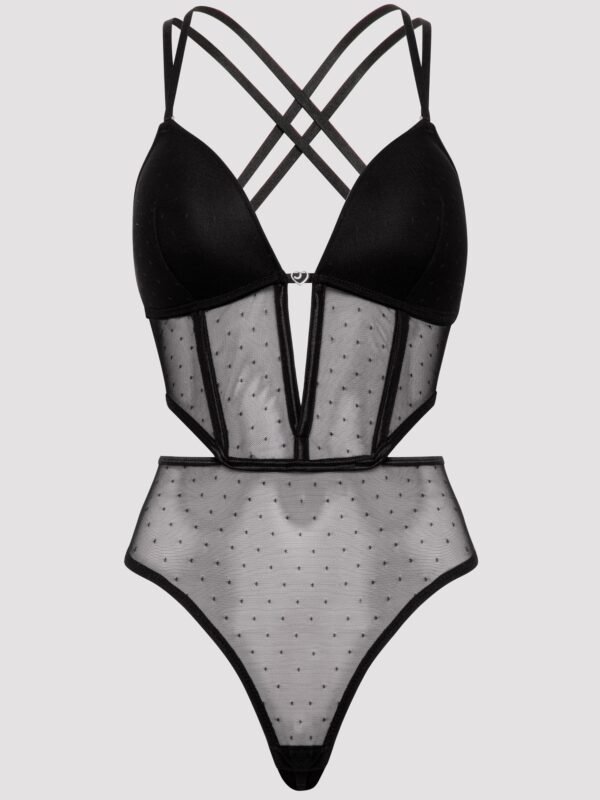 Lovehoney Plus Size Secret Noir Sheer Spot Mesh Body