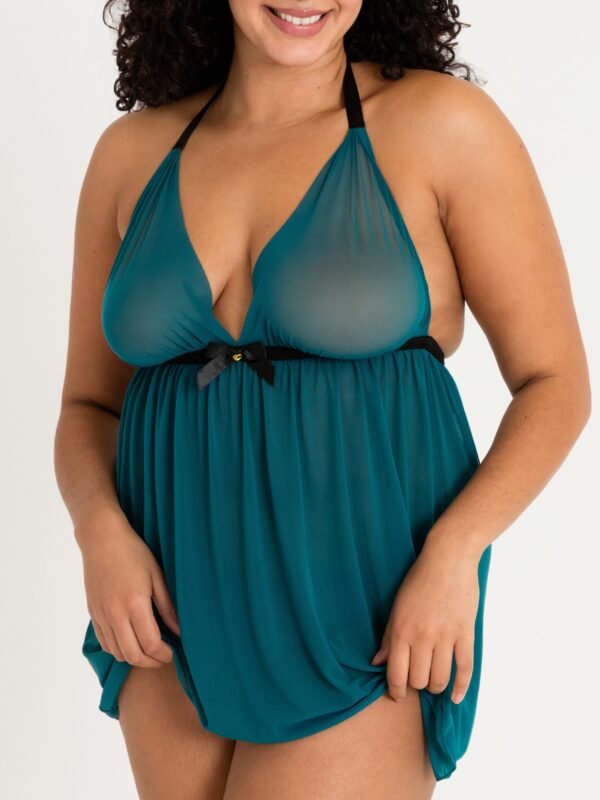 Lovehoney Plus Size Barely There Sheer Green Babydoll Set